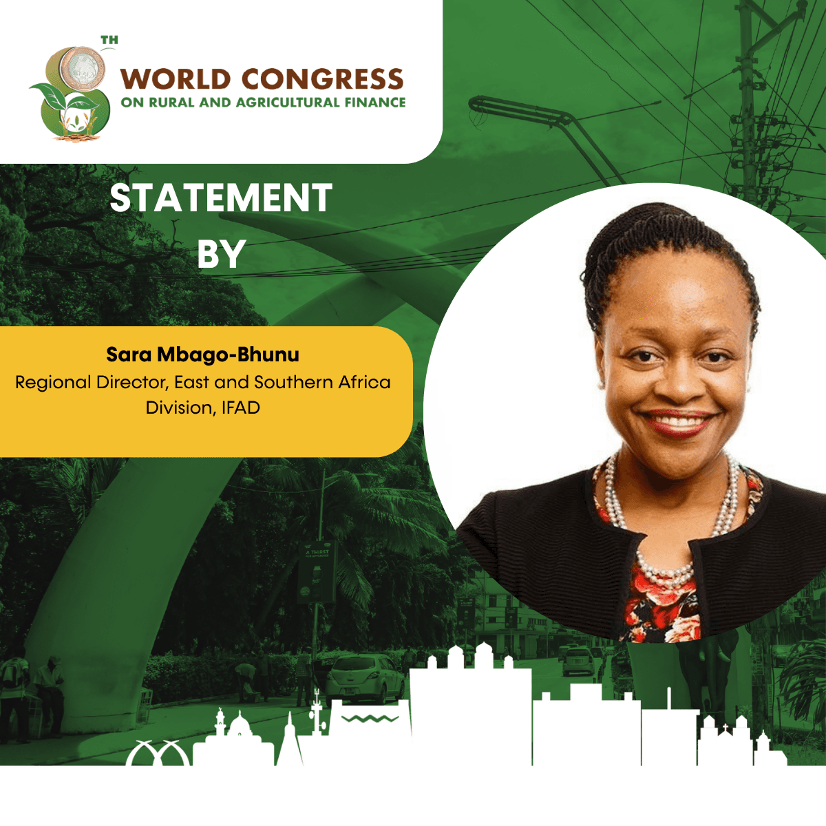 Speaker card for Sara Mbago-Bhunu, IFAD Regional Director, East and Southern Africa.